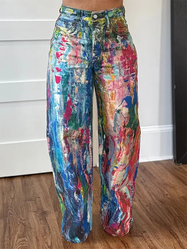 Straight Leg Elastic Denim Pants