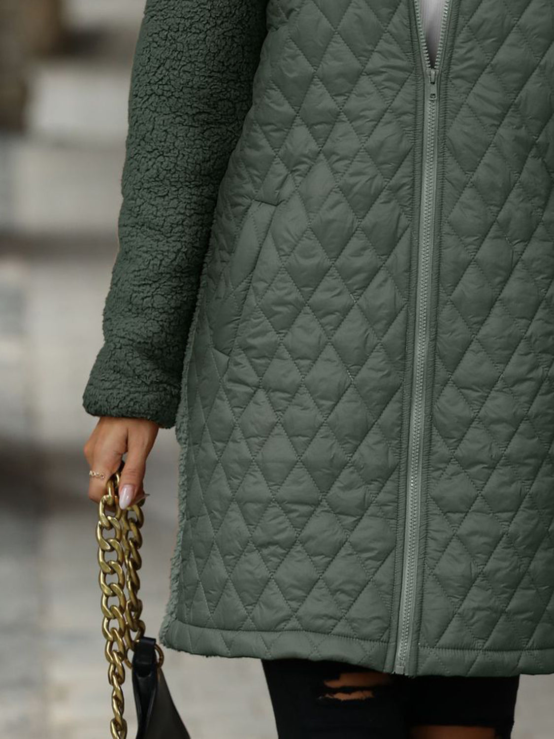Texture Long Sleeve Hooded Coat
