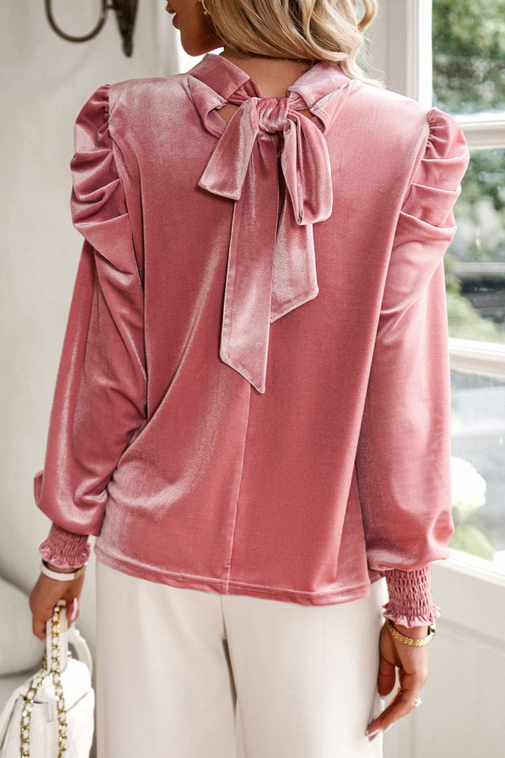 Velvet Long Sleeve Blouse