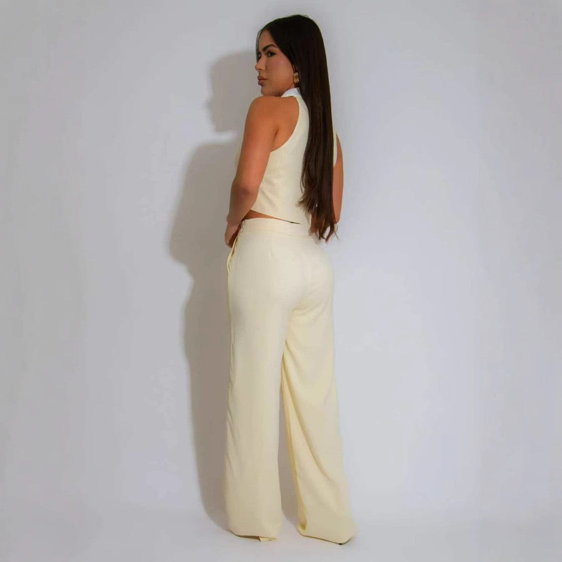 Splicing Loose Straight Leg Pants Set
