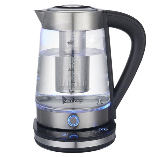 HD-2005D 110V 1500W 2.5L Blue Glass Electric Kettle with Filter - MONLANE