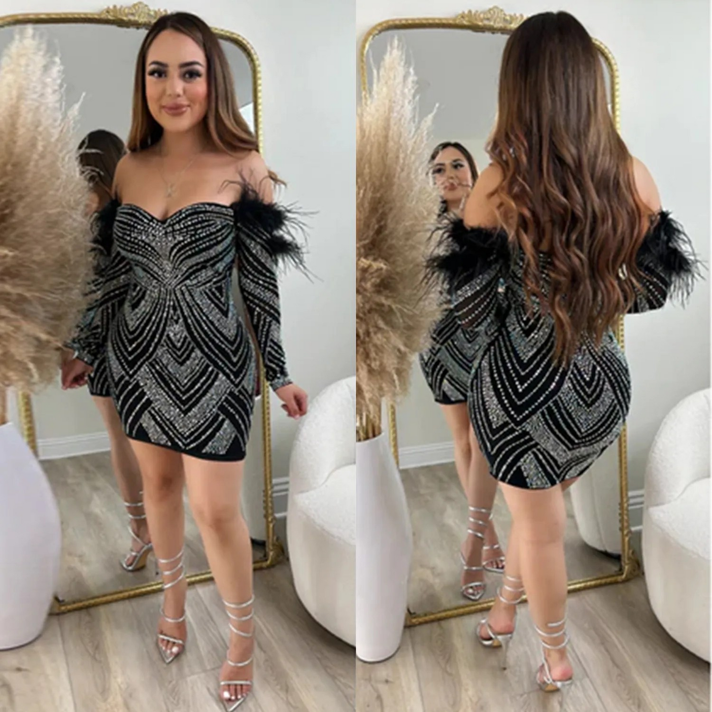 Feather Straight Hip Dress