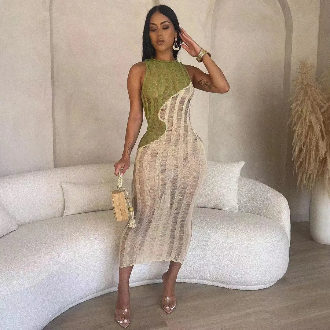 Sexy Color Block Knitted Dress