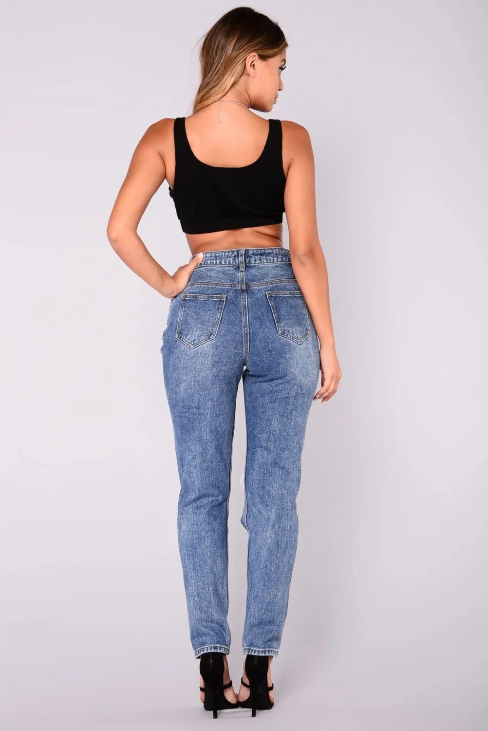 Ripped jeans small leg pants