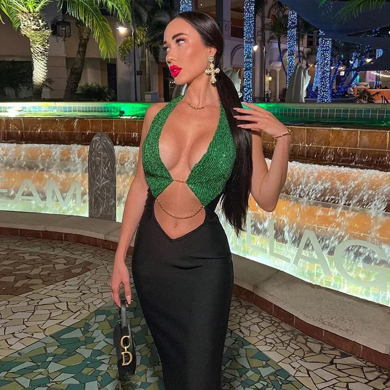 Splicing Sexy Cutout Slim Fit Dress