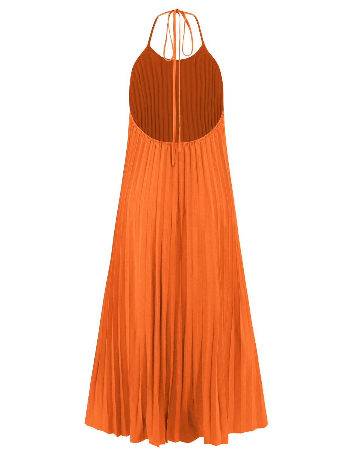 Pleated Halter Neck Sleeveless Dress - MONLANE