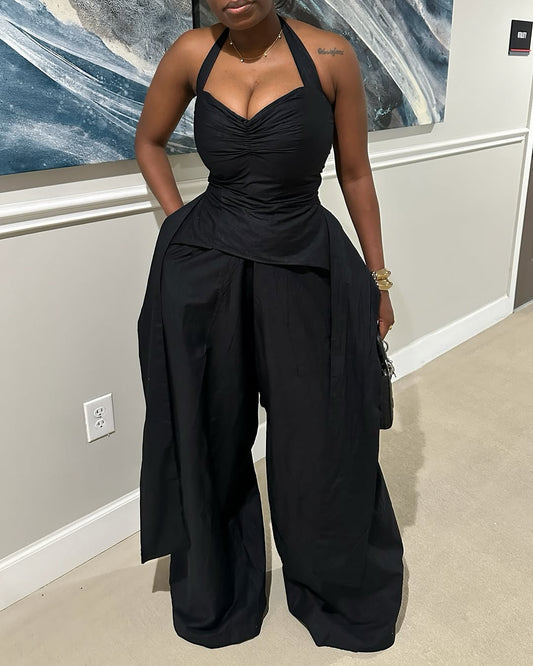 High Waisted Ribbon Jumpsuit