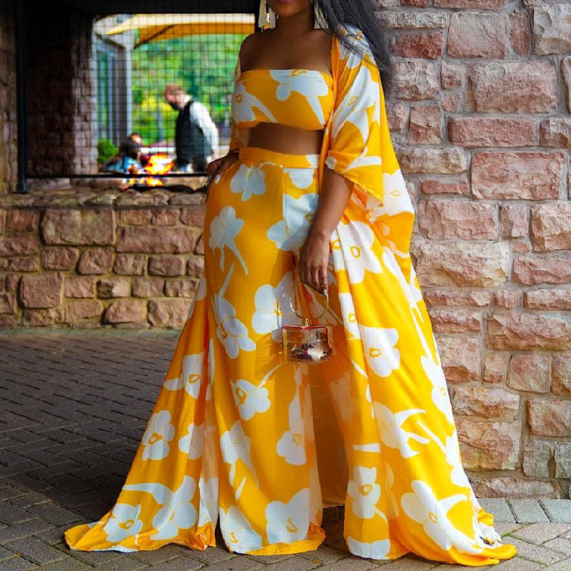 Printed Wrap Chest Three Piece Set