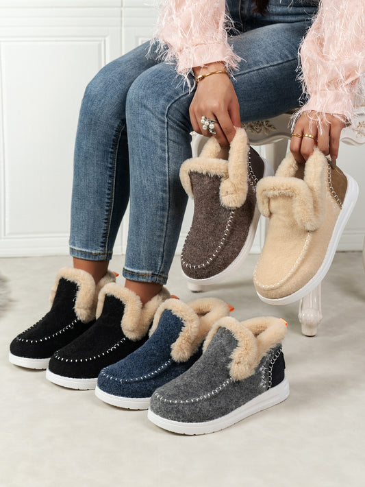 Furry Suede Flat Sneakers