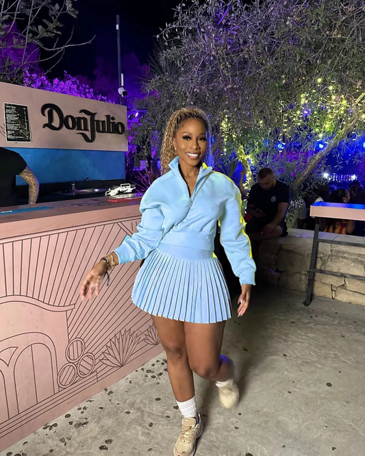 high Waisted Pleated skirt set