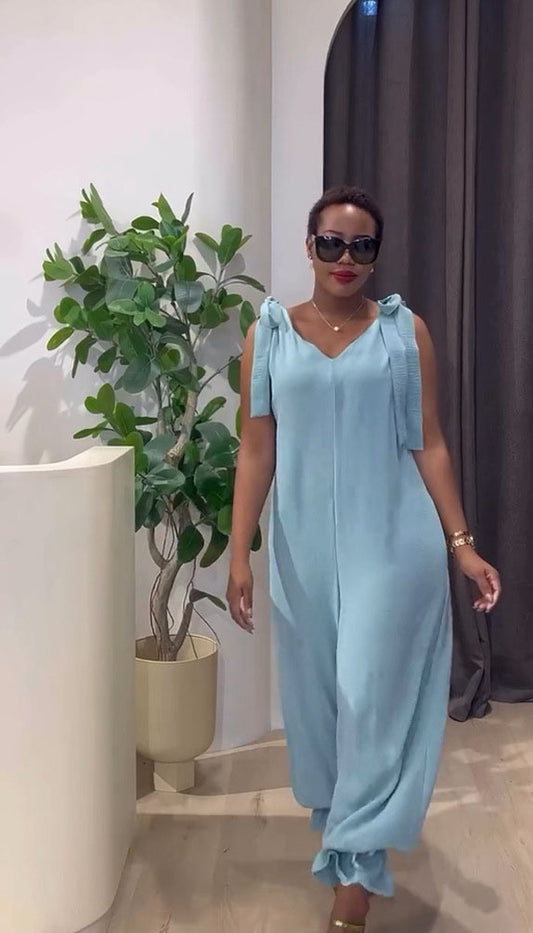Loose strap ankle jumpsuit