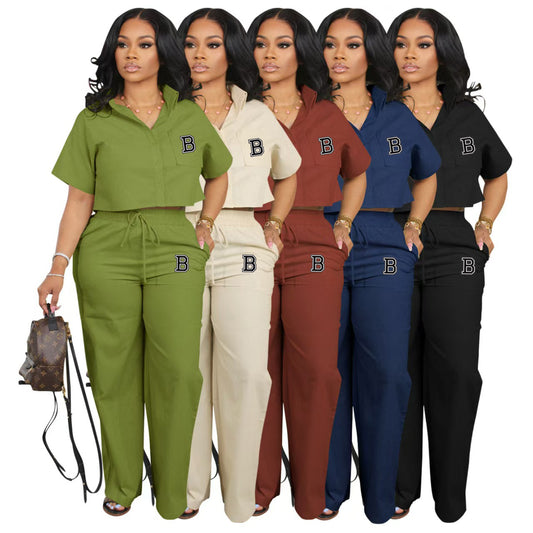 Two Piece Short Sleeved Pants Set