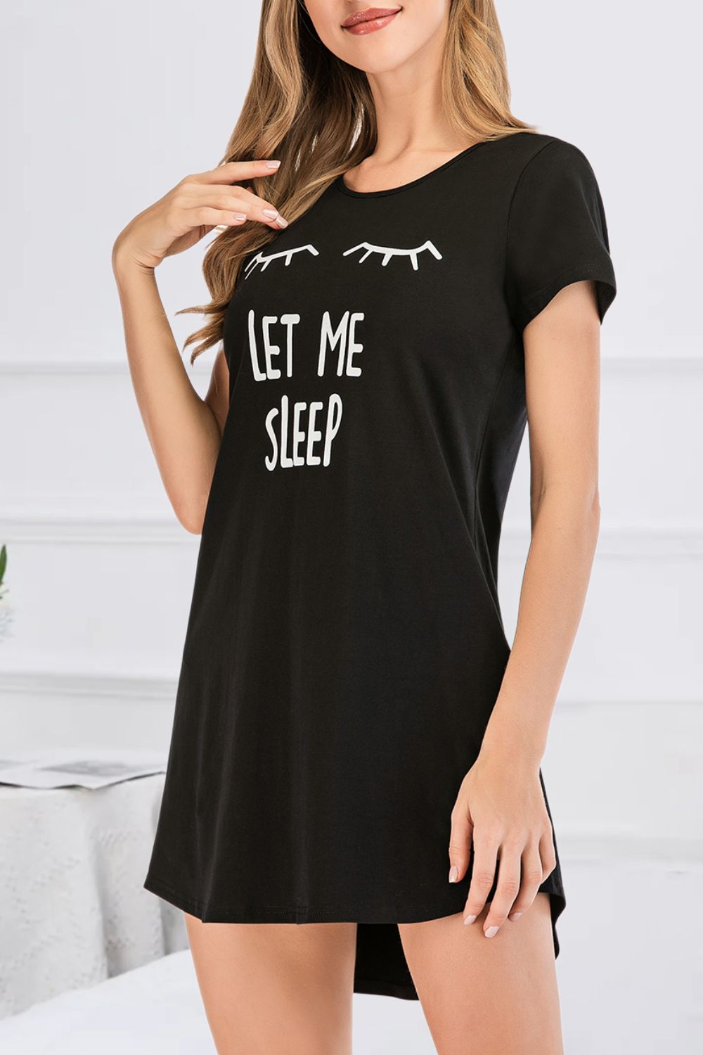 Round Neck Short Sleeve Lounge Dress