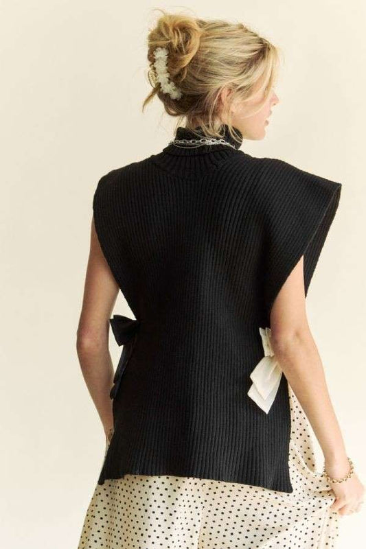 Side Split Turtleneck Knit Top