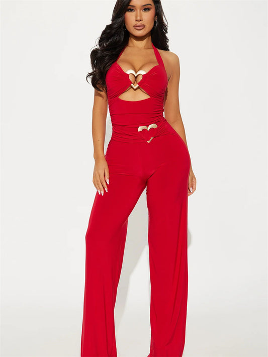 Stylish Solid Color Backless Jumpsuit
