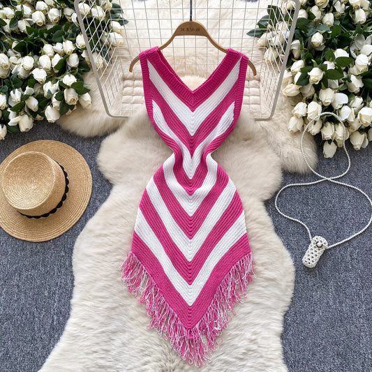 Diamond Patterned Fringe Dress
