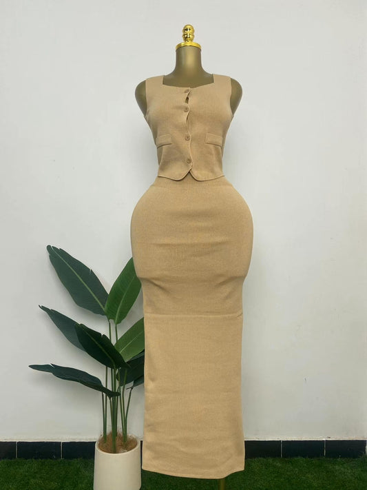 knitted two-piece skirt set