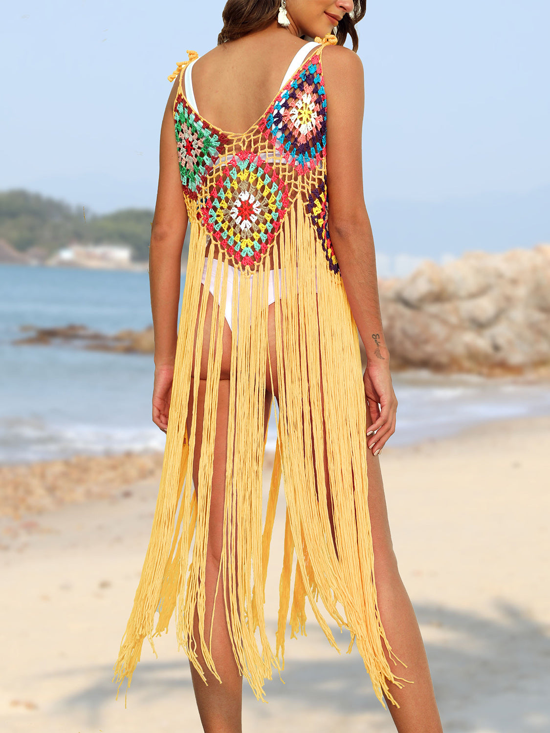 Fringe Spaghetti Strap Cover-Up - MONLANE