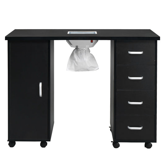 Single Door 4 Drawers with Fan Black Nail Table - MONLANE