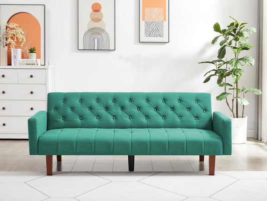 Beige, Linen, Convertible Double Folding Living Room Sofa Bed (Eucalyptus wood frame) - MONLANE