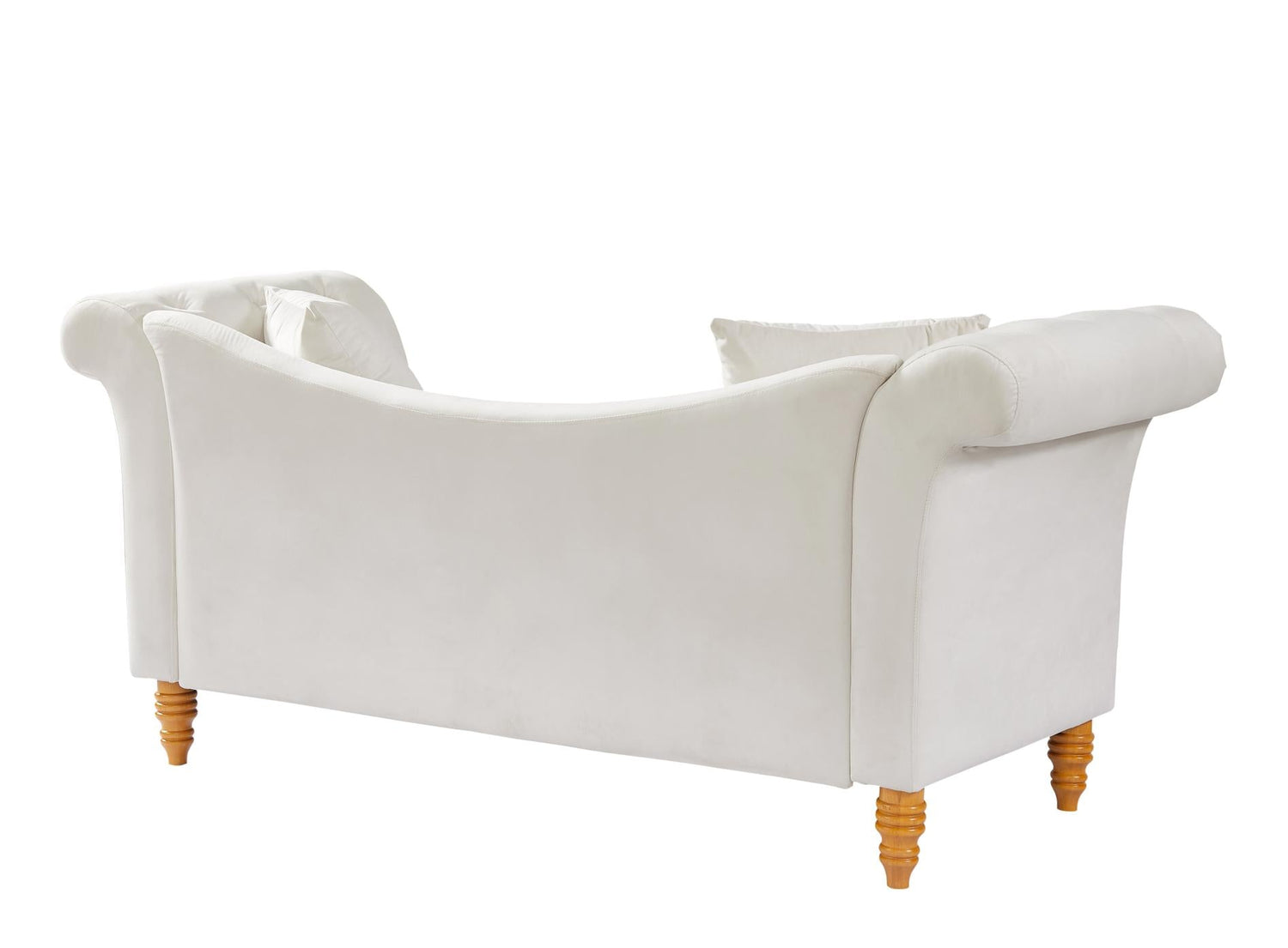 Velvet Sofa Stool with 2 Pillows in Beige - MONLANE