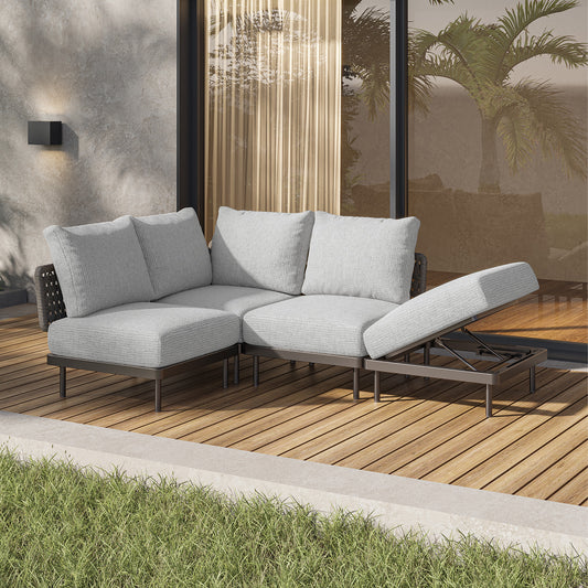 Patio Sofa With Adjustable Recliner