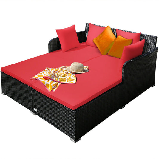 Red Outdoor Rattan Daybed
