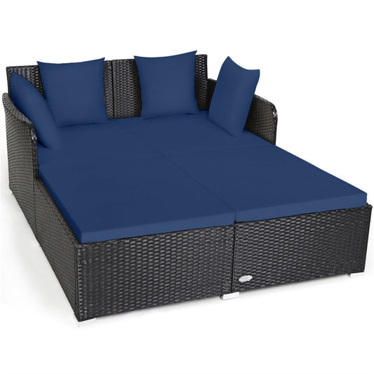 Navy Outdoor Rattan Daybed