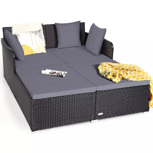 Gray Outdoor Rattan Daybed