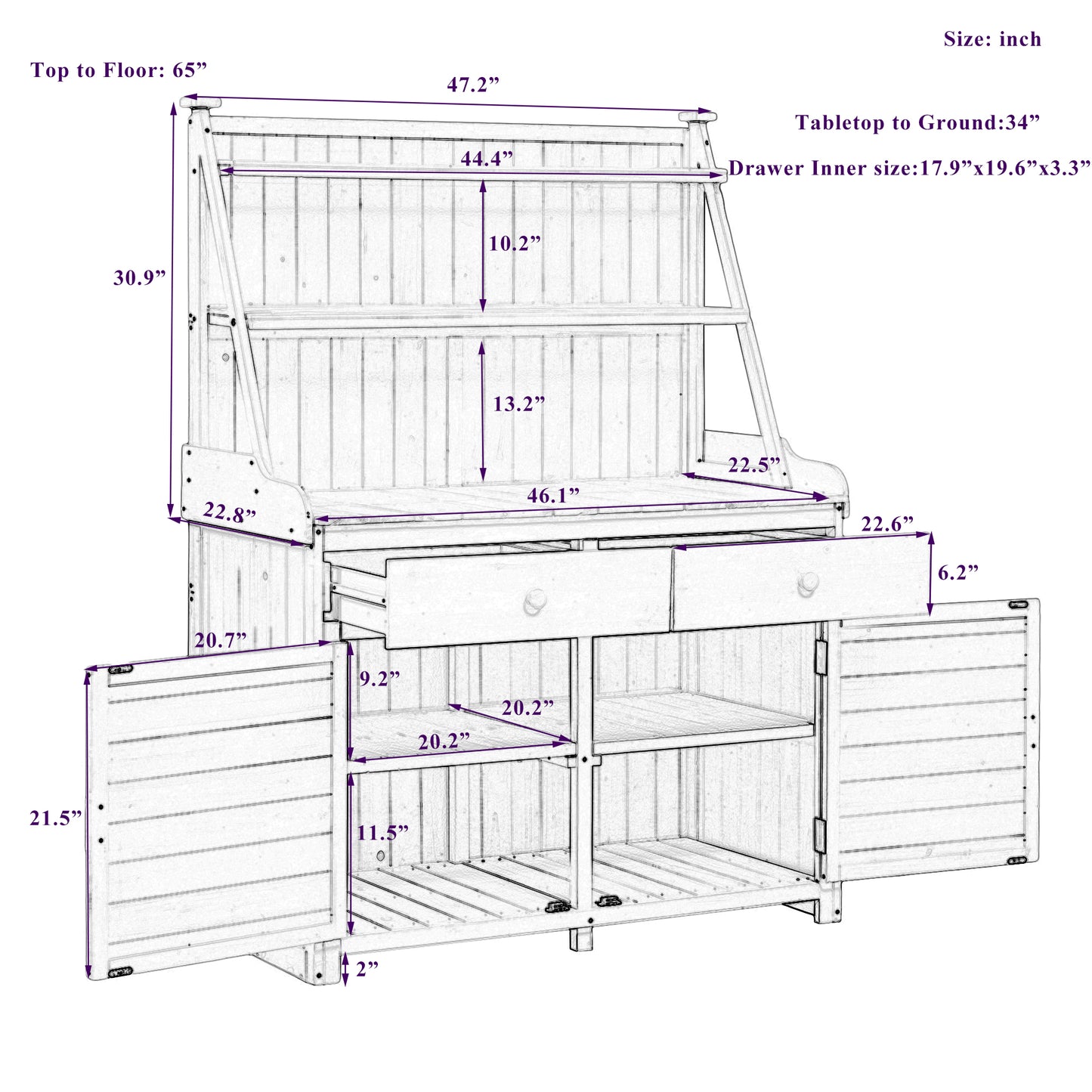 Garden Fir Wood Workstation