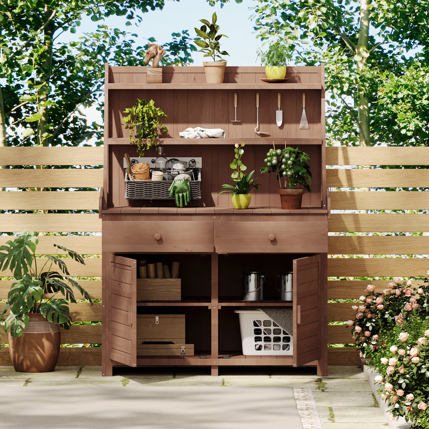 Garden Fir Wood Workstation