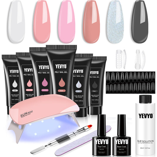 6 PCS Poly Gel Nail Kit with UV Lamp