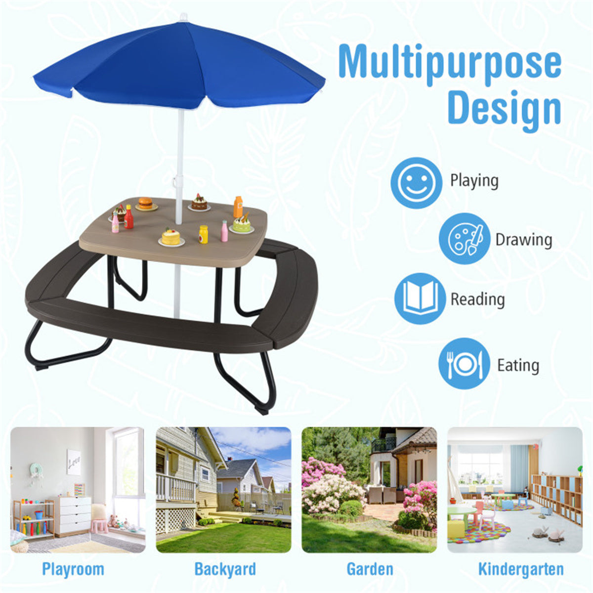 Kids Picnic Table With Umbrella