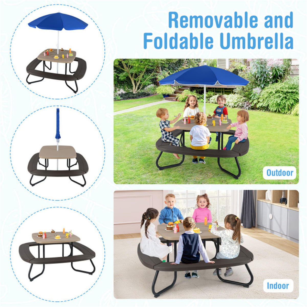 Kids Picnic Table With Umbrella