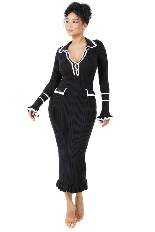 SOPHISTICATED LONG MAXI KNIT DRESS