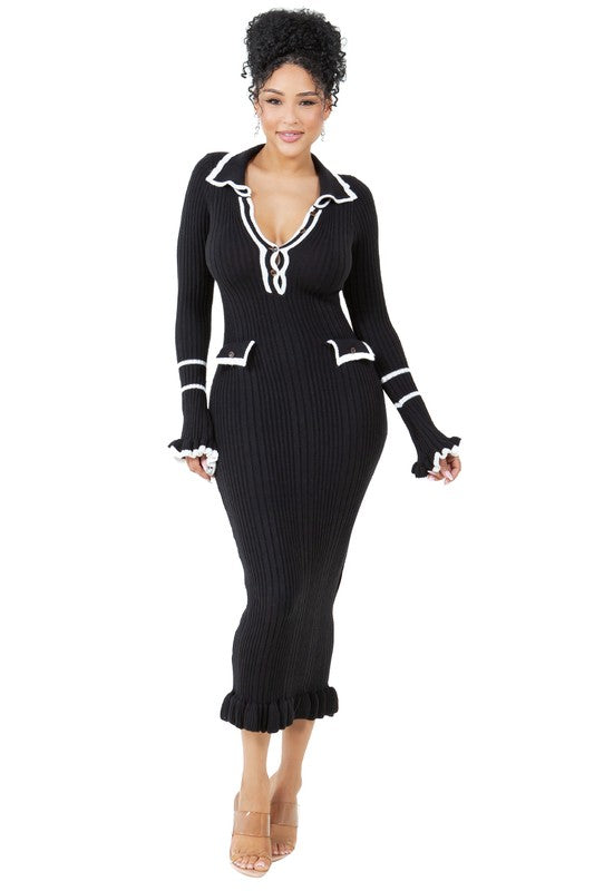 SOPHISTICATED LONG MAXI KNIT DRESS