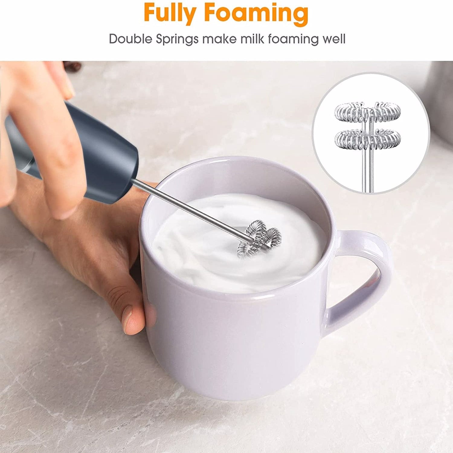 FUNAVO Immersion Hand Blender, 5-in-1 Multi-Function 12 Speed 800W Stainless Steel Handheld Stick Blender with Turbo Mode, 600ml Beaker, 500ml Chopping Bowl, Whisk, Frother Attachments, BPA-Free - MONLANE