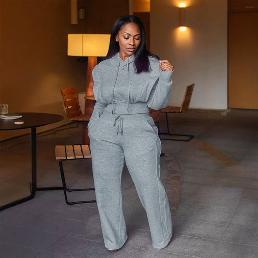 Hoodie wide leg two-piece set