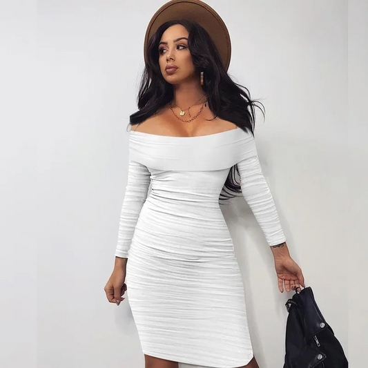 hip hugging mid length plus size dress