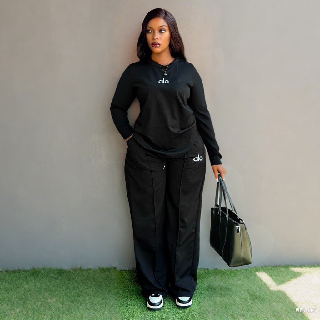 Long sleeved shirt, wide leg pants set