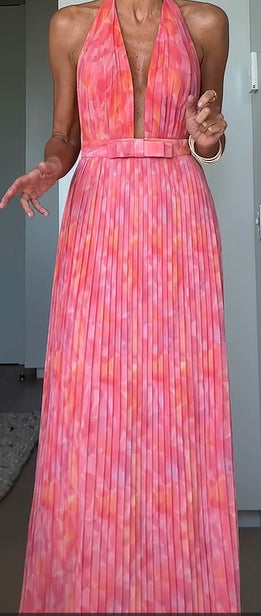 Deep V-lace Backless Dress