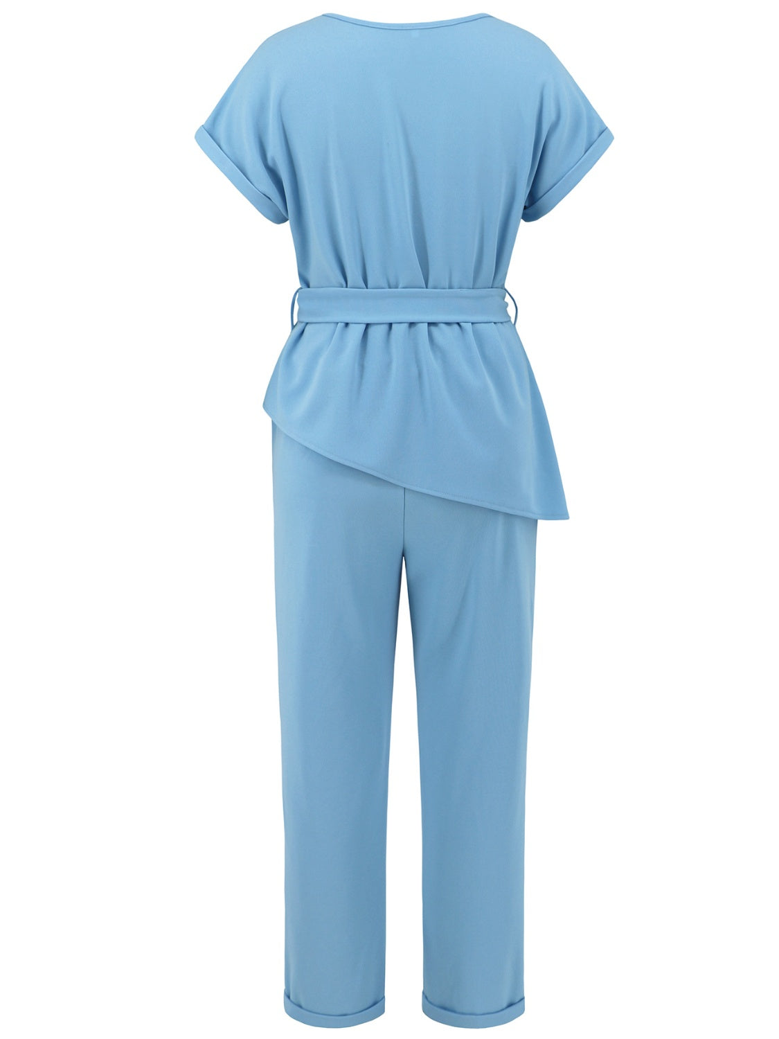 Round Neck Short Sleeve Top and Pants Set - MONLANE