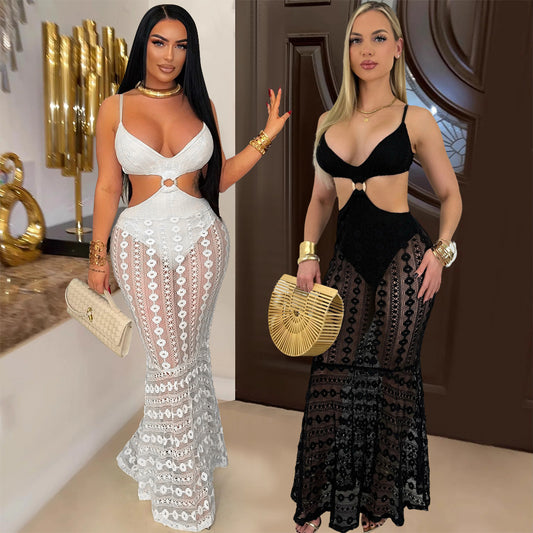 lace see through hip hugging dress