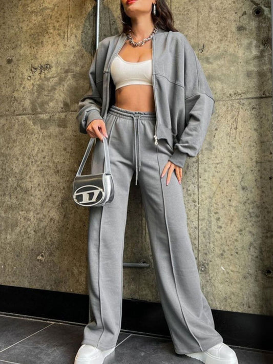 Baseball Collar Pants Set