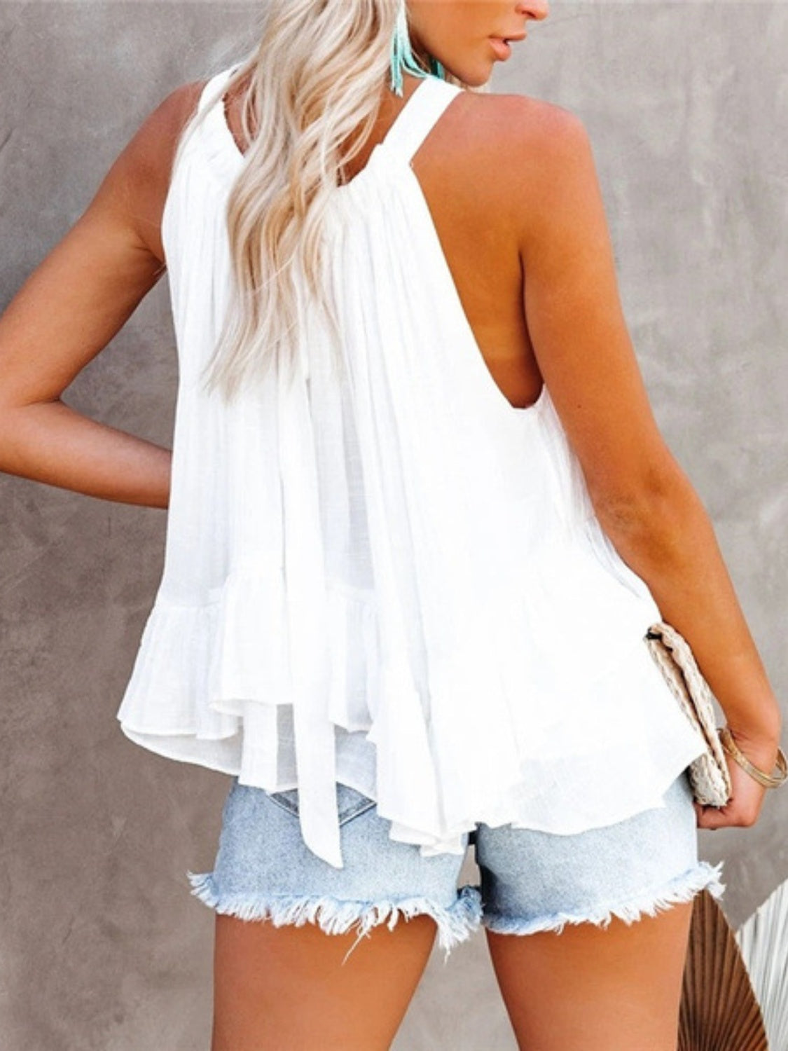 Ruched Round Neck Tank - MONLANE