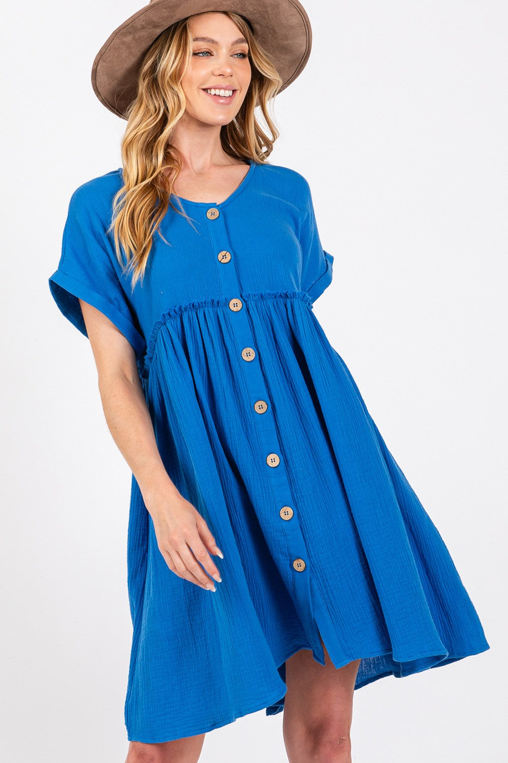 SAGE + FIG Button Up short Sleeve Dress - MONLANE