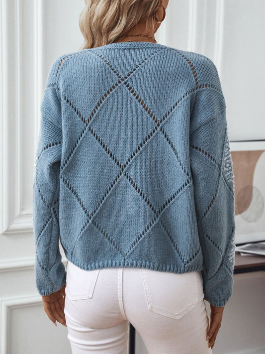 Openwork Long Sleeve Knit Top