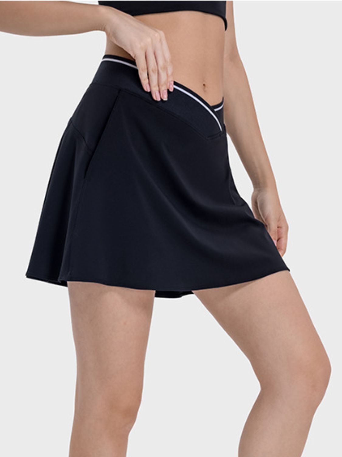 Pocketed Elastic Waist Active Skirt - MONLANE