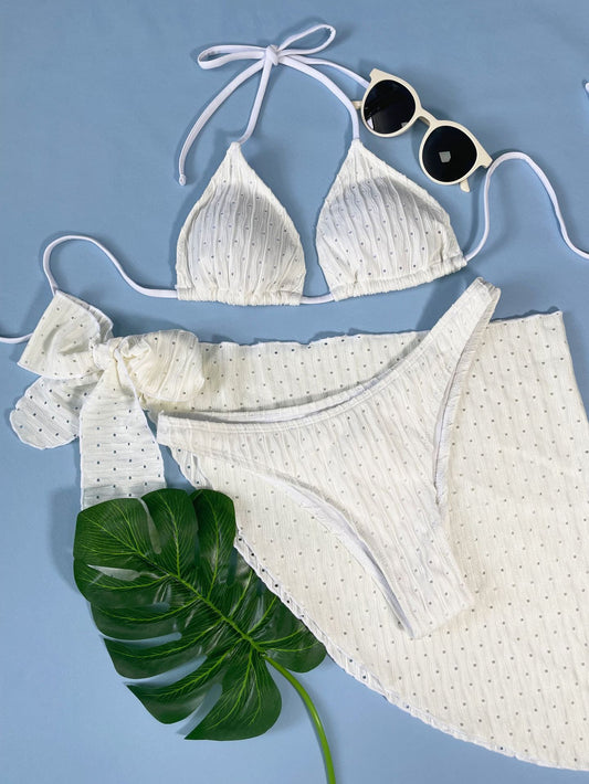Hanging Veil Three Piece Bikini Set