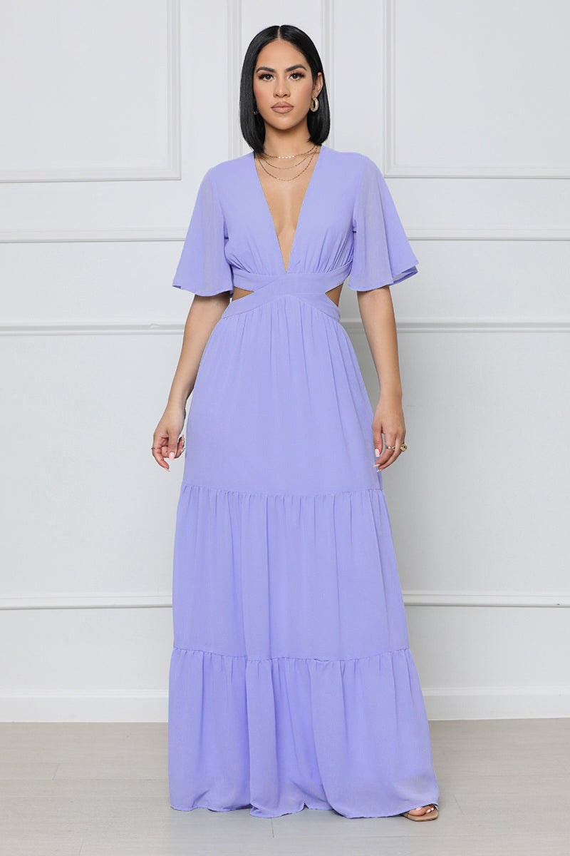 Chiffon low cut waist dress
